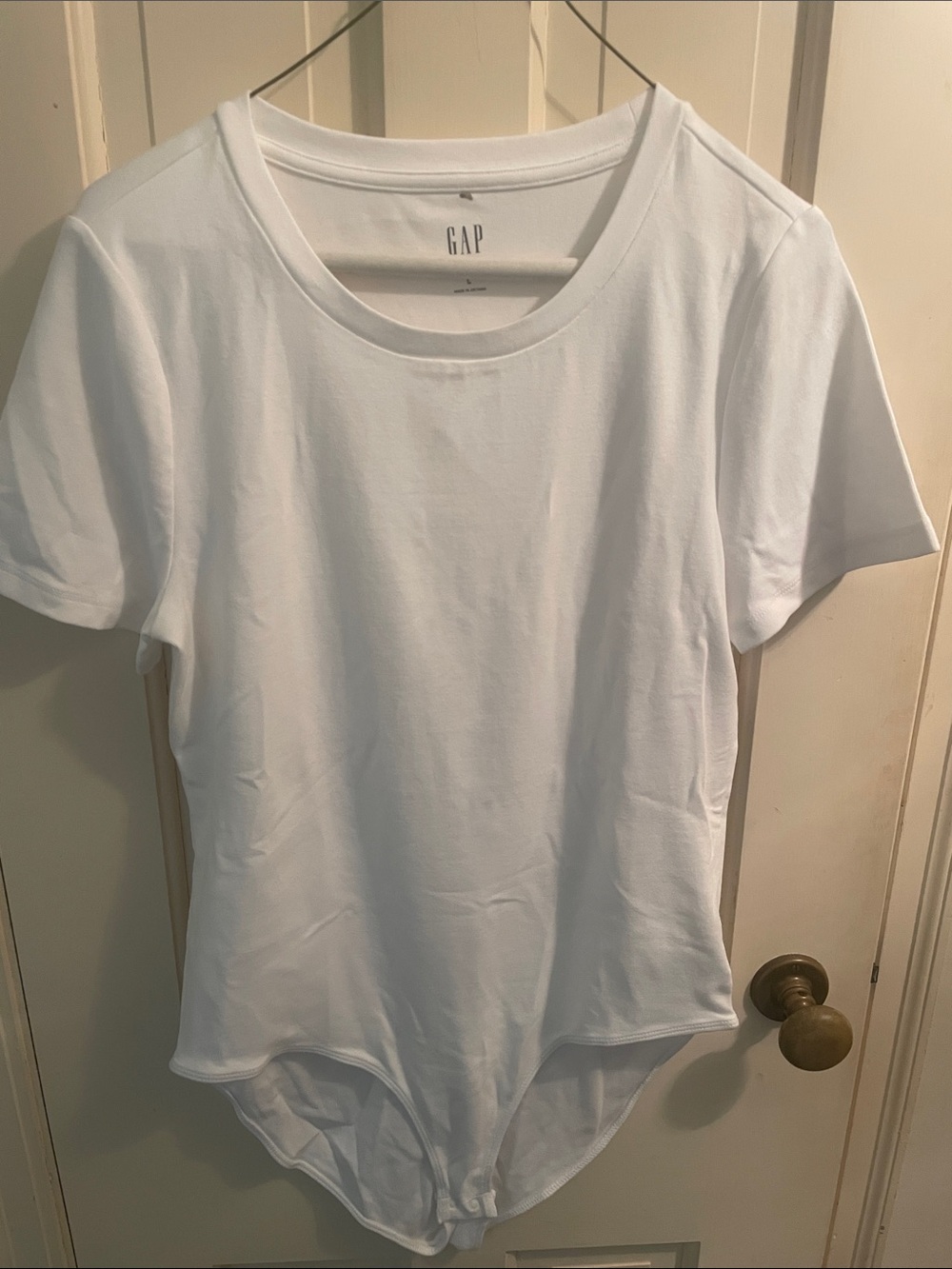 GAP White Short-Sleeve Crewneck Bodysuit